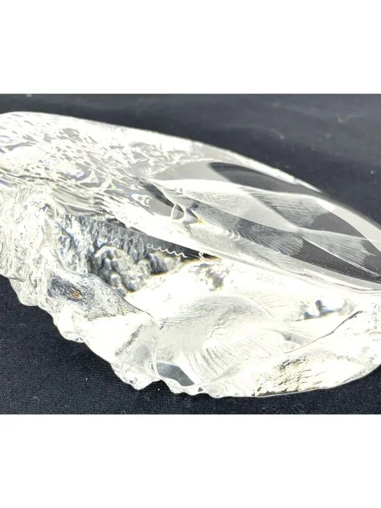 Art Glass Angel Fish Paperweight Clear Sweden Signed Numbered 4" Tall - Picture 7 of 8